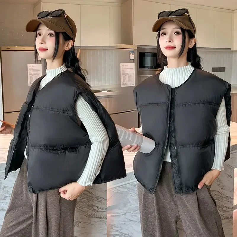 

Autumn Winter Down Cotton-Padded Vest Women's 2025 New Style Plus Size Cotton Clip Jacket Trendy Wash