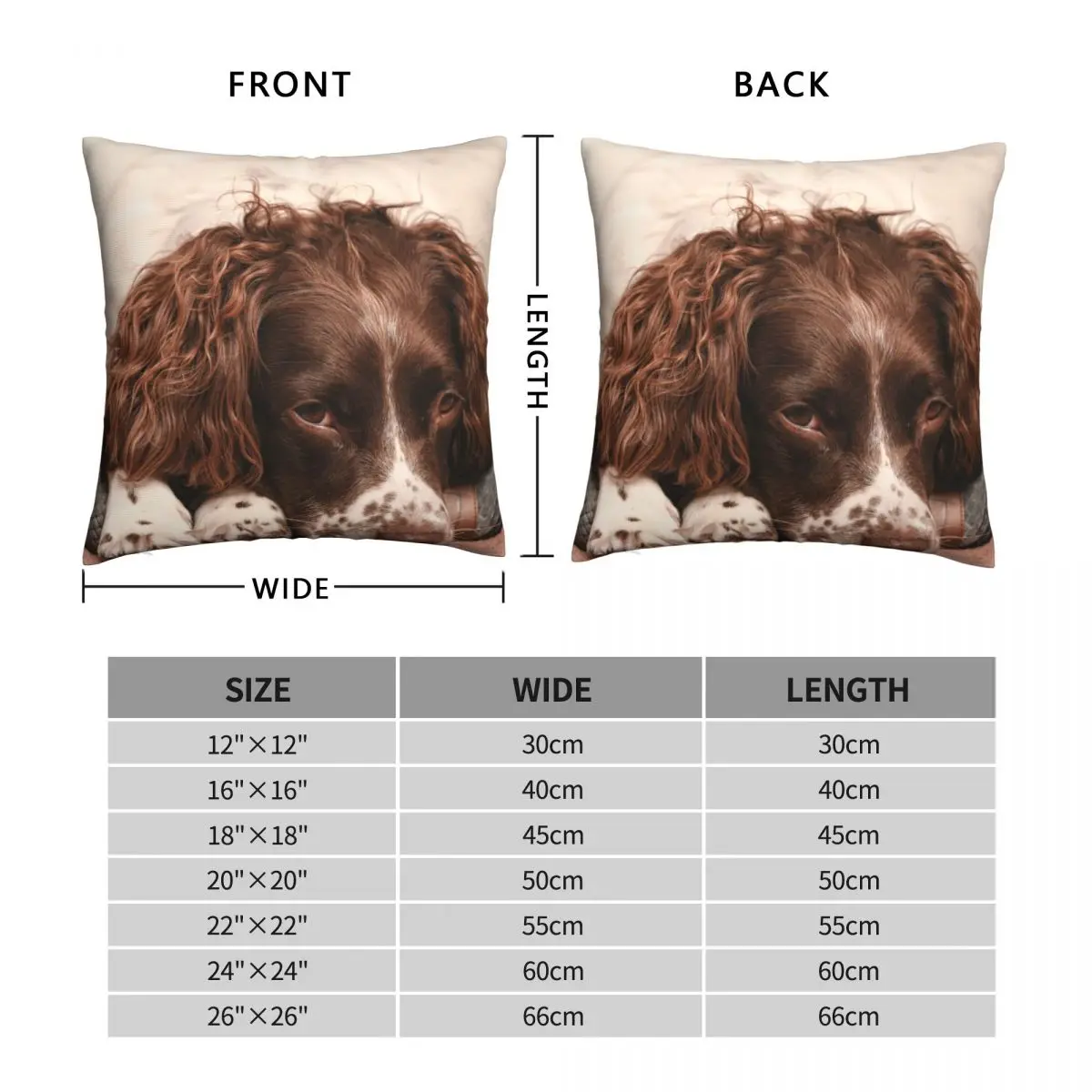 English Springer Spaniel Square Pillowcase Polyester Linen Velvet Pattern Zip Decorative Home Cushion Cover