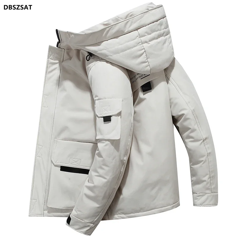 XKK White eiderdown jacket men's long winter 2021 new youth hooded winter jacket thickened casual coat trend