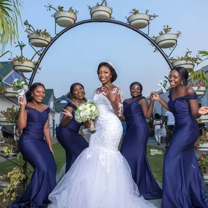 Personalisierte afrikanische Luxus -Perlen -Meerjungfrau -Hochzeitskleid Langarm Pearl Applizes Schwarze Brautkleider Braut Kleid 12 Hauptverkaufskleider Braut Outlet - №7