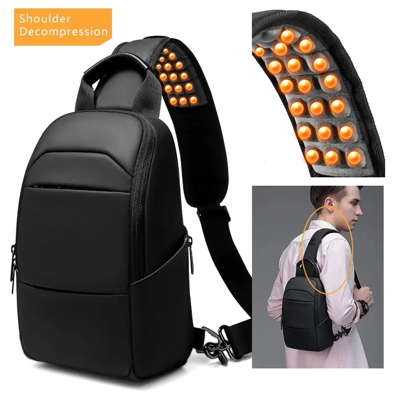 EURCOOL-Bolso de hombro multifunción para hombre, bandolera cruzada con bolsillo en el pecho para IPad de 9,7 pulgadas, a prueba de agua