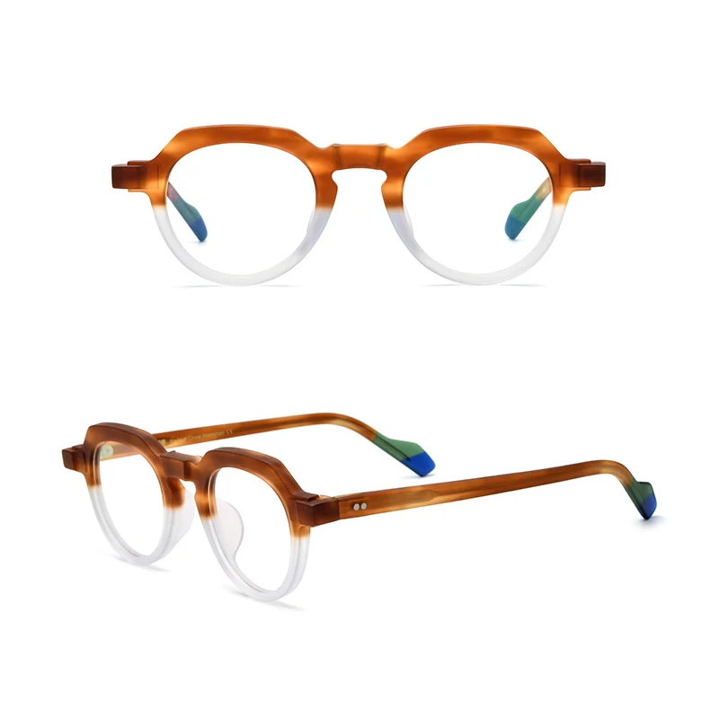 

Belight Optical Women Men Irregular Shape Acetate Vintage Retro Design Spectacle Frame Eyeglasses Precription Lens 19232