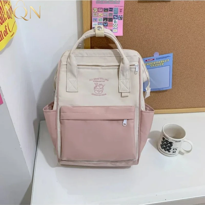Tas Ransel Anti Air AQN, Tas Sekolah Lucu, Paduan Warna Sederhana, Kapasitas Besar, untuk Liburan, Olahraga, dan Perjalanan, Penyimpanan untuk Siswa