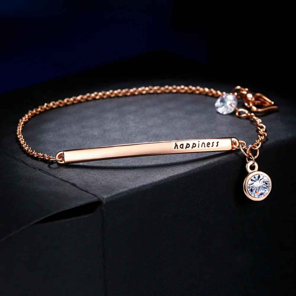 Anti Allergy OL Style AAA+ Cubic Zirconia Fashion Bracelets &Bangles Rose Gold Color Crystal Jewelry For Women pulseras DWH195