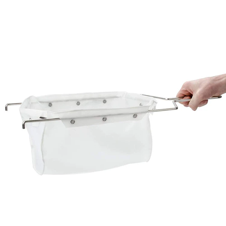 Durable Fryer Filter Bag and Frame Home Kitchen Use Flow Filter Bag Combination for 70 Pound Polished Fryer
