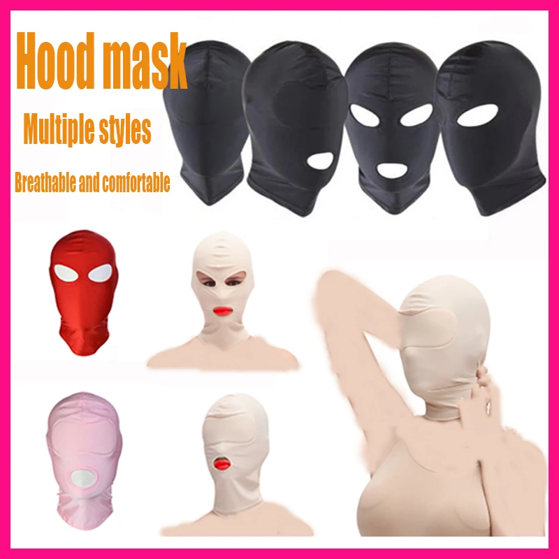 

HotX Head Hood Mask Spandex Lycra Hood Bdsm SM Role Playing Game Latex Leather Open Mouth Eyes Headgear Sexy Fun Accessories