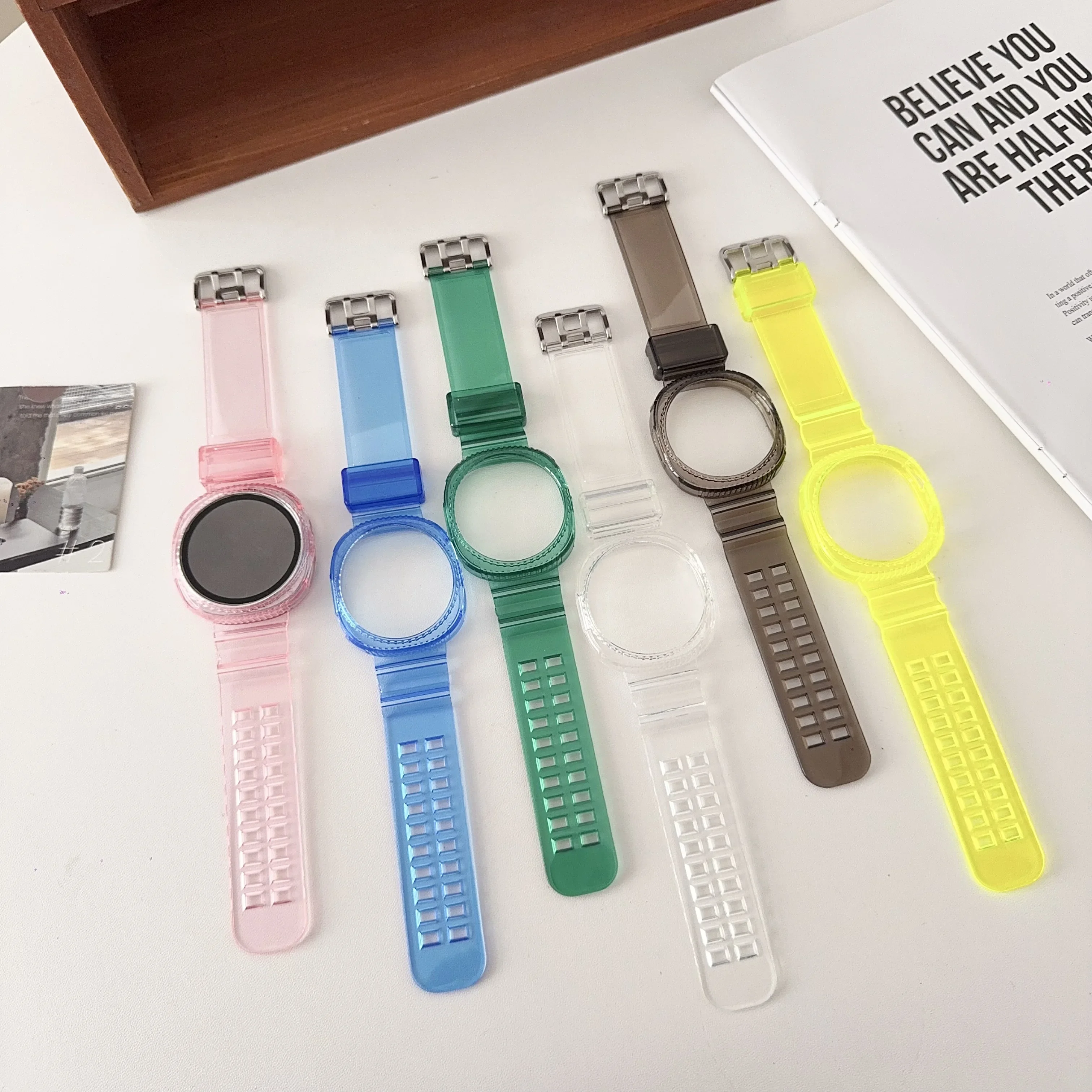 Cinturino trasparente + custodia per Samsung Galaxy Watch 8 40mm 44mm Accessorio Bracciale trasparente Galaxy Watch 8 cinturino classico da 46 mm