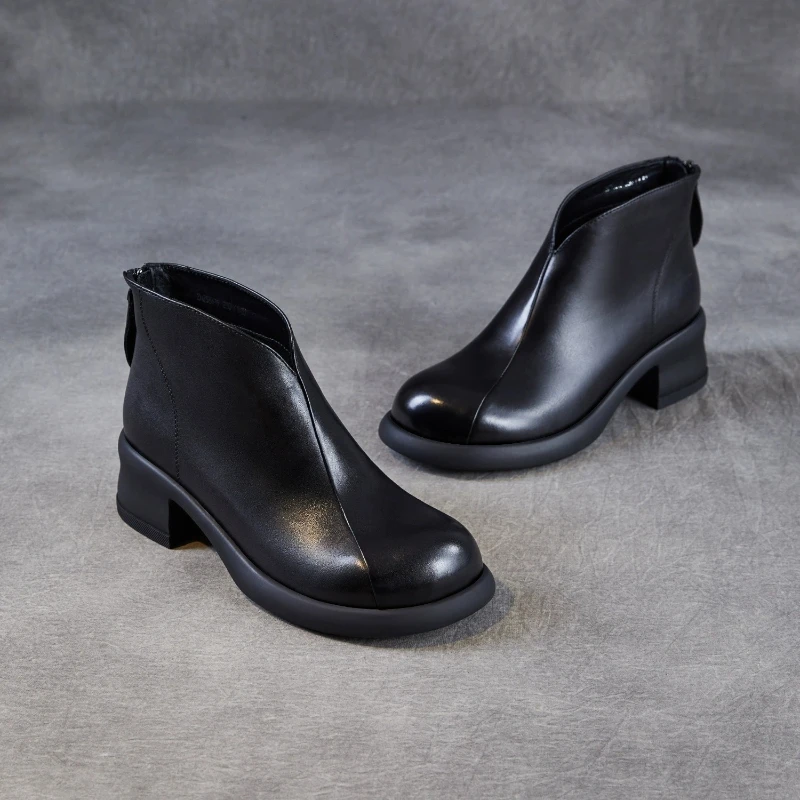 جلد طبيعي تشيلسي الأحذية الأحذية ort أنبوب الخلفي زيبر ثي كعب الخصم رمز صغير جلد العجل أحذية الشتاء Thie #3