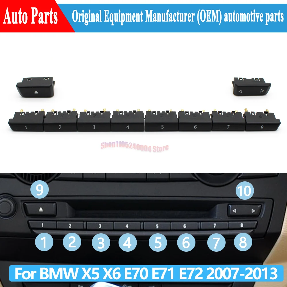 For BMW X5 X6 E70 E71 E72 2007-2013 Car Dashboard Radio CD Player Control Button Digital Mode Switch Replacement