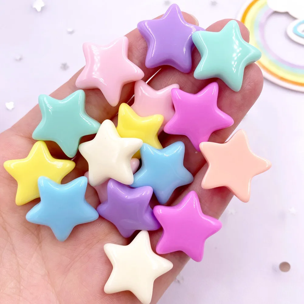 Resin Kawaii Colorful Cartoon Crystal Candy Color Star Gems Flatback Stone Figurine 20PCS Scrapbook DIY Hair Accessories Decor