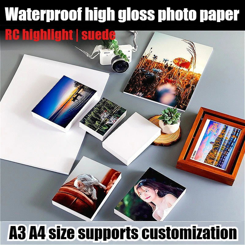 

A3/A4 Photo Paper 230g Inkjet Printing Photo RC High Gloss Suede Waterproof Photo Paper High Definition Home Decoration