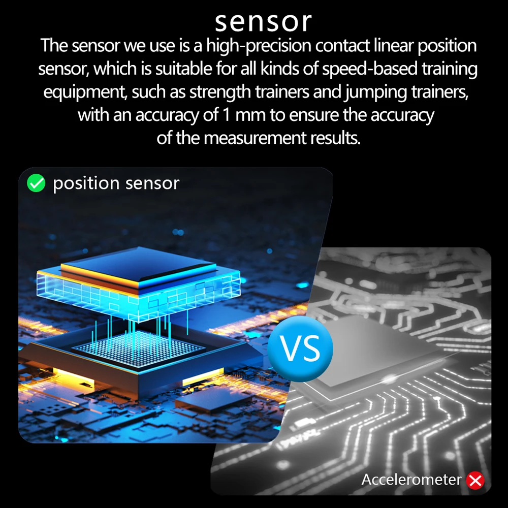 เครื่องมือฝึกซ้อมแบบใช้ความเร็ว ตัวเข้ารหัสเชิงเส้นสำหรับการยกน้ำหนักและกระโดดแนวตั้ง ความแม่นยำ ±1 มม. ติดตามข้อมูลการฝึกแบบเรียลไทม์