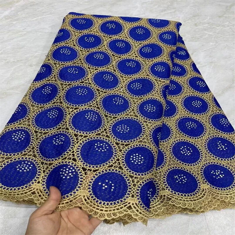 2024 Water-soluble Lace Fabric High Quality African Swiss Voile Lace With Stones Embroidery African Lace Fabric For Sew Clothes