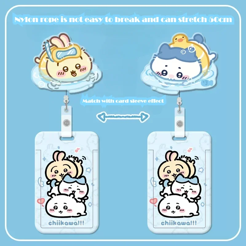Chiikawa clipe retrátil usagi estudante titular do cartão dos desenhos animados peito certificado clipe huchiware rebote expansão fivela