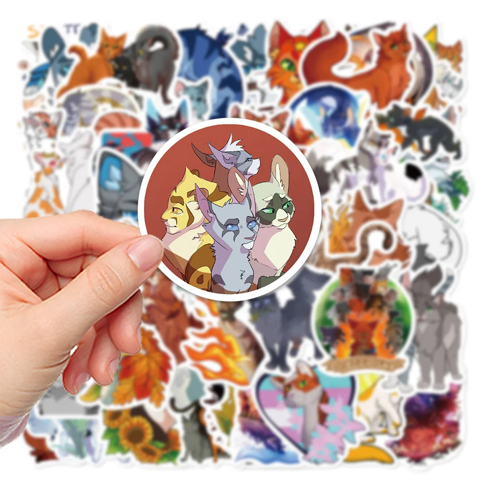 50PCS Cartoon Cute Warrior Cat Personality Creative Sticker Guitar Computer Refrigerator Car Waterproof Sticker