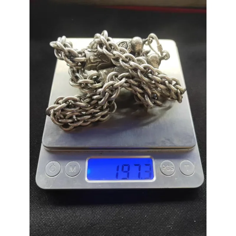 سوار كلاسيكي مصنوع يدويًا من قلادة رأس التنين الفضية التبتية المرصعة بالأيشم والأحجار، هدية عطلة للأصدقاء #4