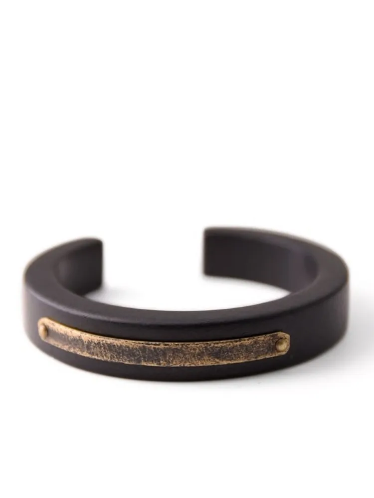 Designer Handmade Classic Vintage Personality Women Men Brass Black Sandalwood Bracelet Casual Ethnic Style Lovers Cuff Bracelet
