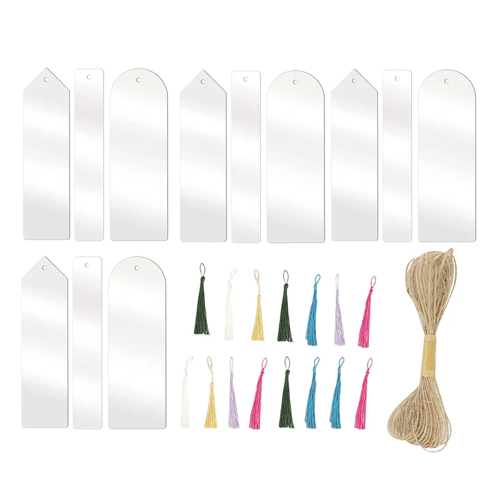 1 مجموعة الاكريليك المرجعية فارغة Craft بها بنفسك الحرفية غير مصبوغ علامات شفافة حبل القنب شرابة الإشارات المرجعية الزخرفية DIY بها بنفسك كتاب الاكريليك #1