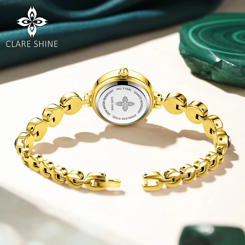 CLARE SHINE 7708 Xingmou Series Small Planet Turquoise Strap Quartz Women's Watch with Diamond Bezel Imported Movement