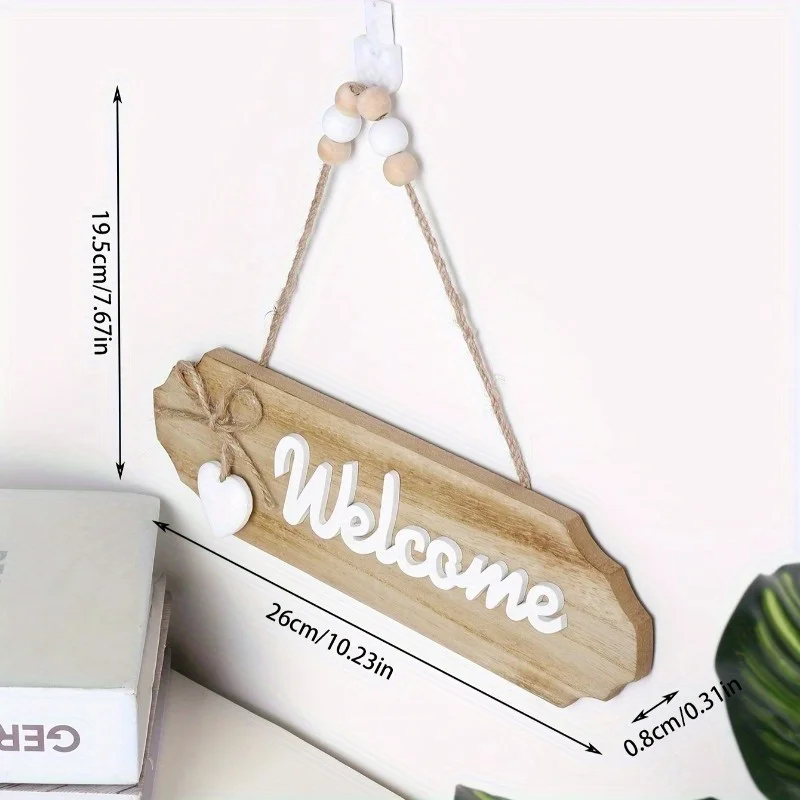Vintage Welcome Hanging Sign with Heart Ornament 6