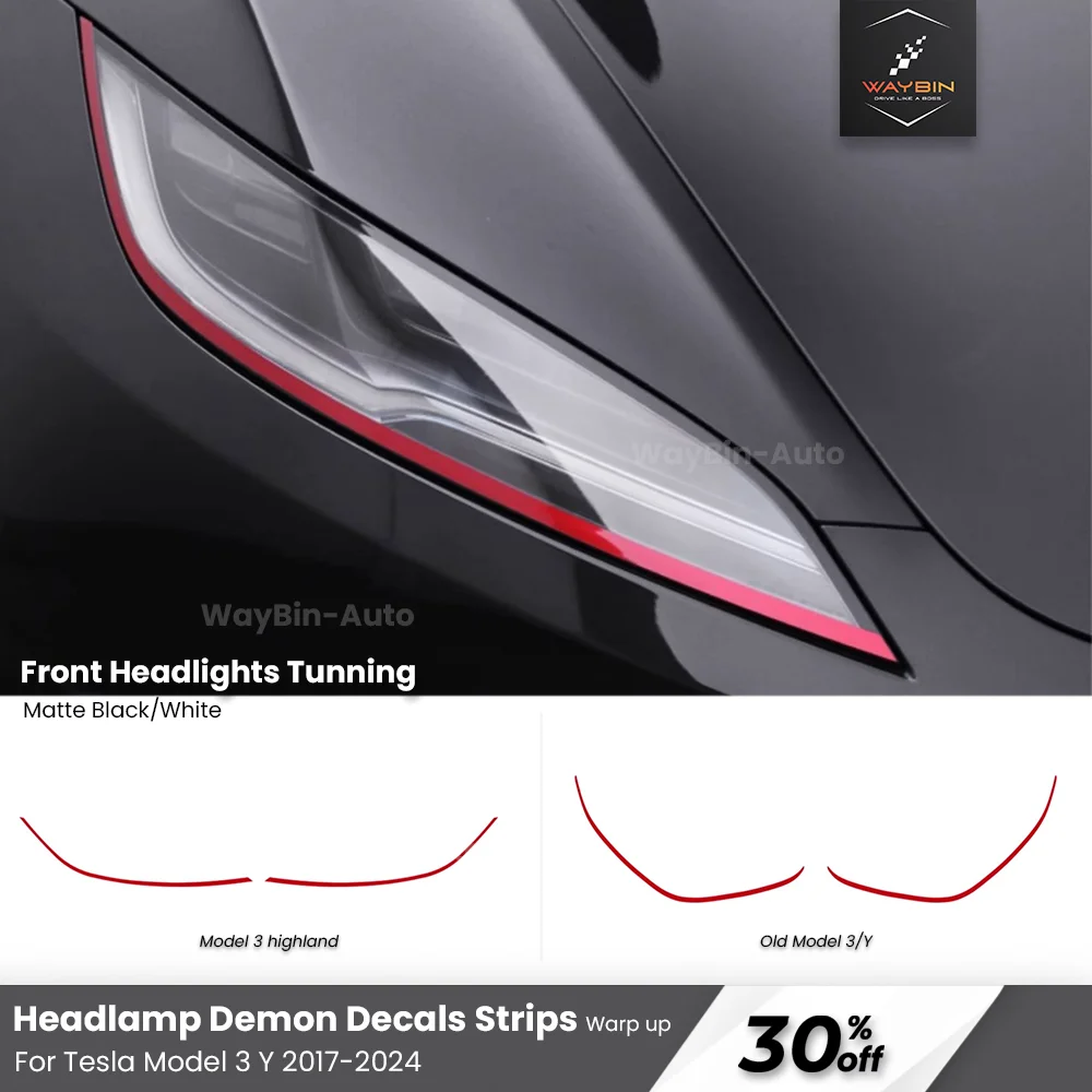 

Tesla Model 3 Y 2017-2024 Car sticker Headlight Strips Model 3 Highland Decals Decoration Trim Strip Auto Exterior Accessories