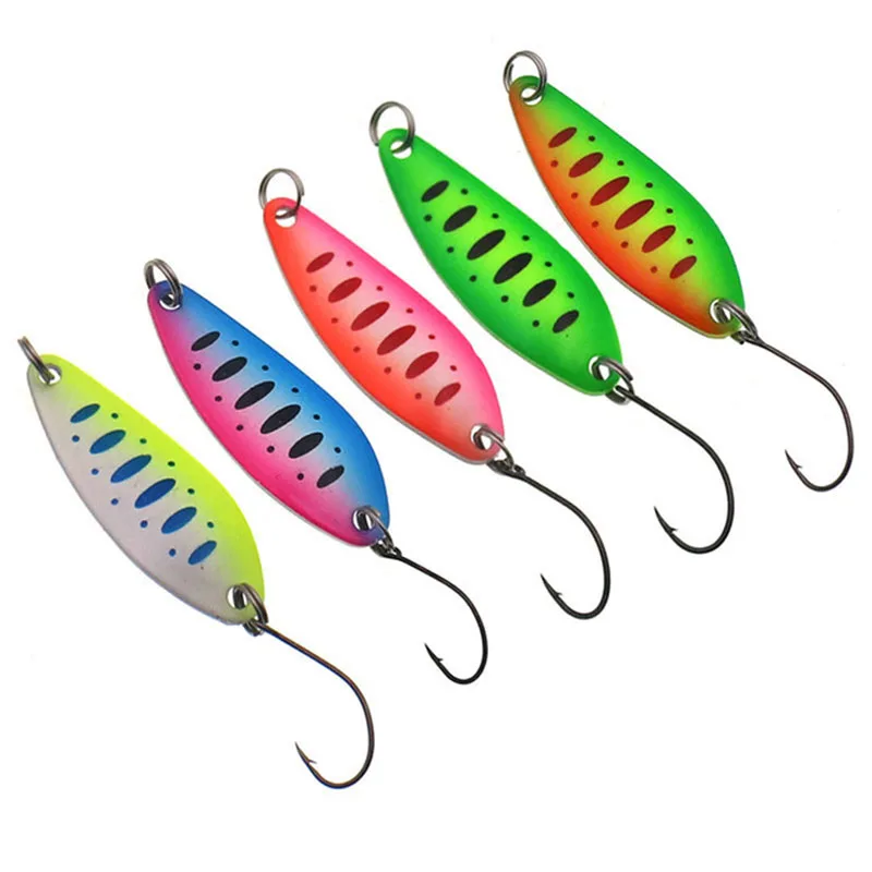 5PCS 5G Metal Jig Fishing Lures Spoons Sequins Bait Casting Jig Lures with Single Hook Trout Bass Fishing Tackle