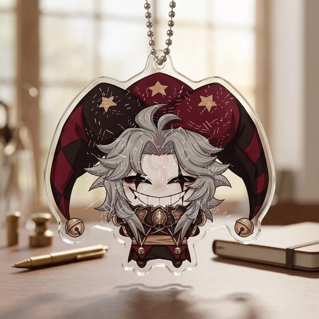 The Freak Circus Acrylic Keychain Pierrot Harlequin Jester Q Version Pendant Home Decor Bag Charm Game Fans Collection Gift