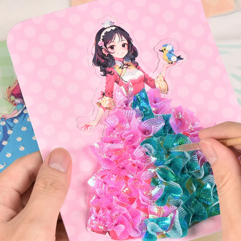 Princess Creative Puzzle Puncture Painting Poke Art DIY Toys Kid Poking and Painting Material Package Craft Kit As Children Gift