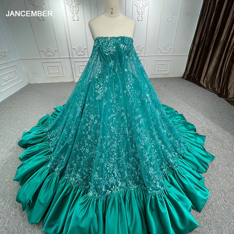 

JANCEMBER зеленое платье Quinceanera с павлином для 15, вечернее платье принцессы с аппликацией и блестками для дня рождения DY6552 Бар-мицва