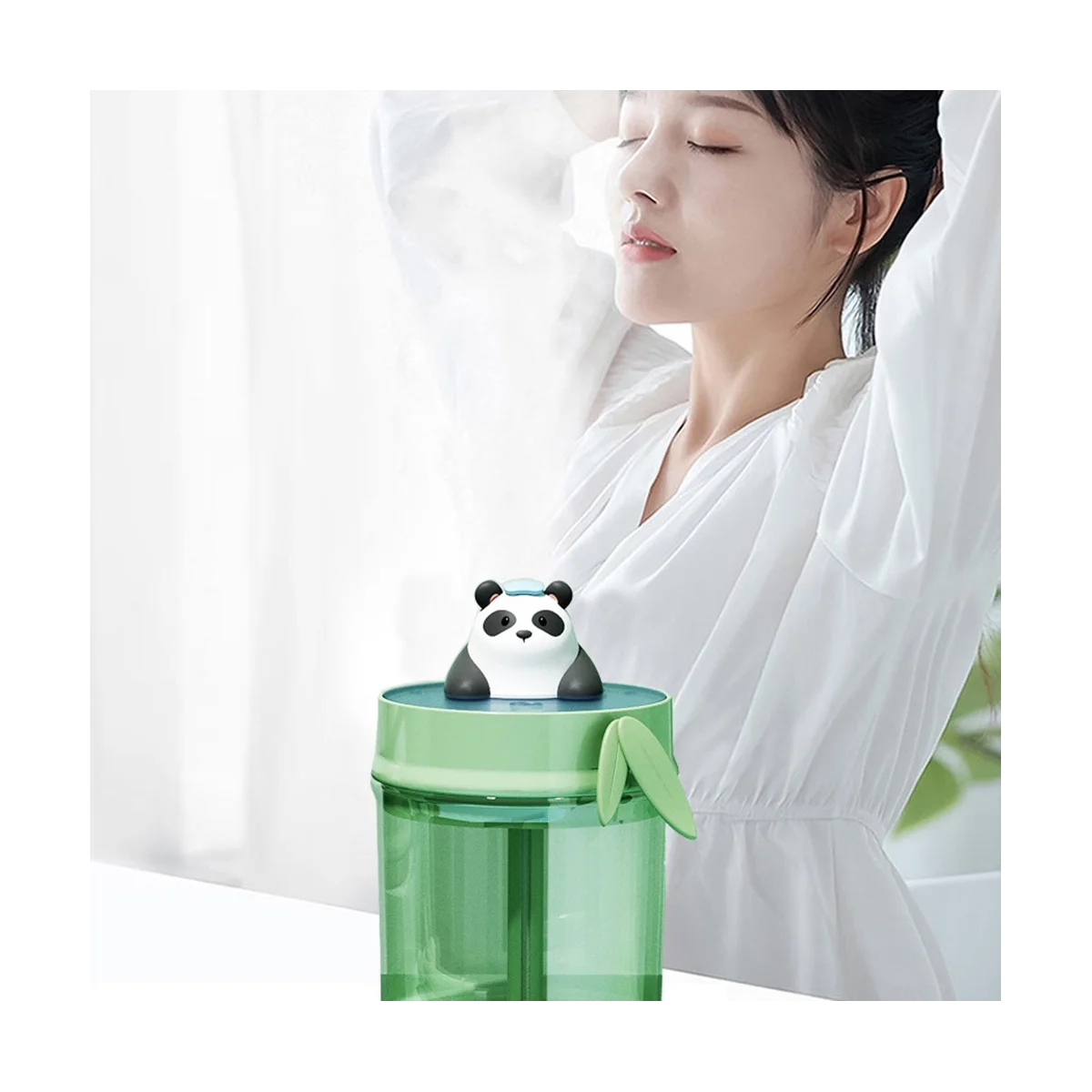 Panda pelembap udara USB pembuat Atomizer untuk bisu ultrasonik Humidifier ficador hijau