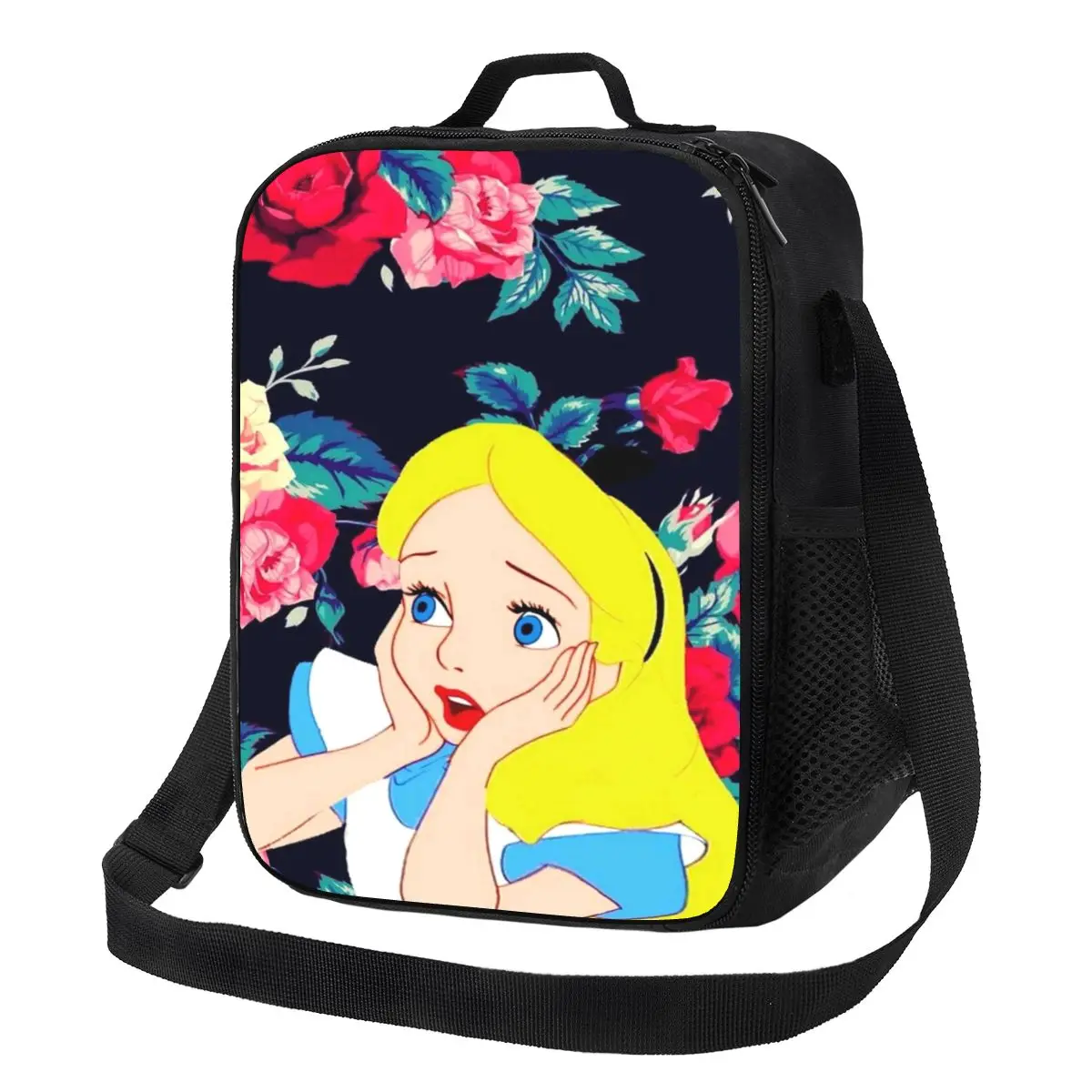 

Изготовленная на заказ изолированная сумка для обеда с героями мультфильмов «Алиса в стране чудес» для женщин, термосумка для обеда, пляжная сумка для кемпинга, путешествий