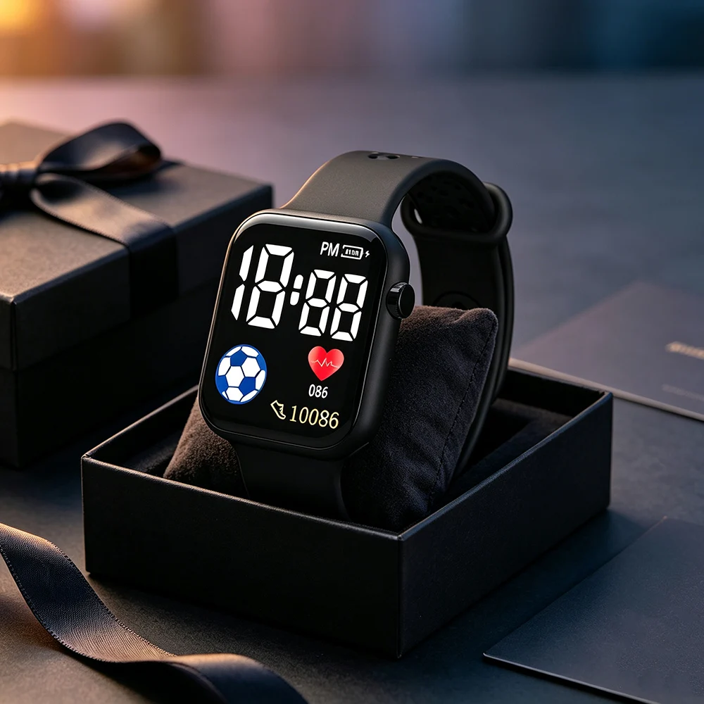 Fashion Sports Football Kids Watches Soft Breathable Silicone Band Unisex Women Digital Watch Gift For Boys Girls Teens Students