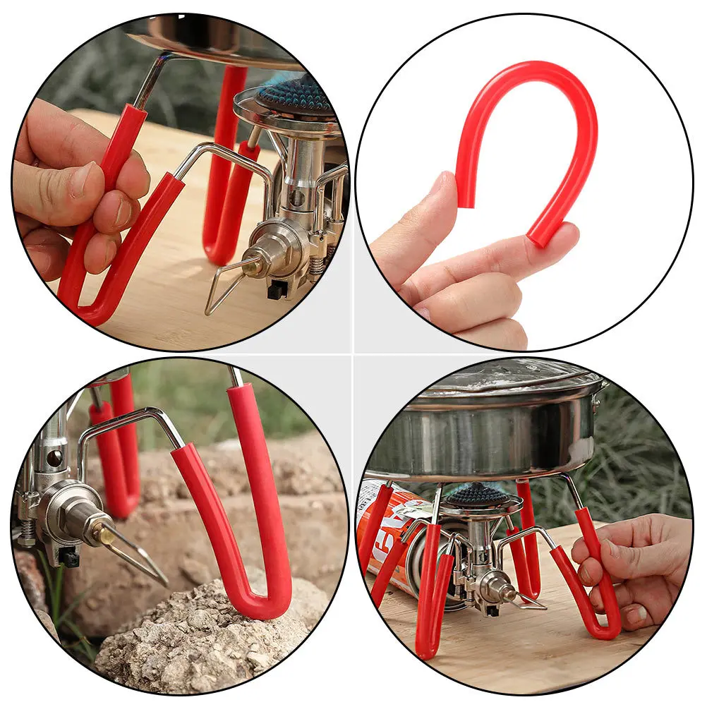 

4Pcs Anti-Slip Stove Leg Silicone Hose Durable Outdoor Camping Stove Anti-Scalding Tube Flexible Non-Deformable Hose