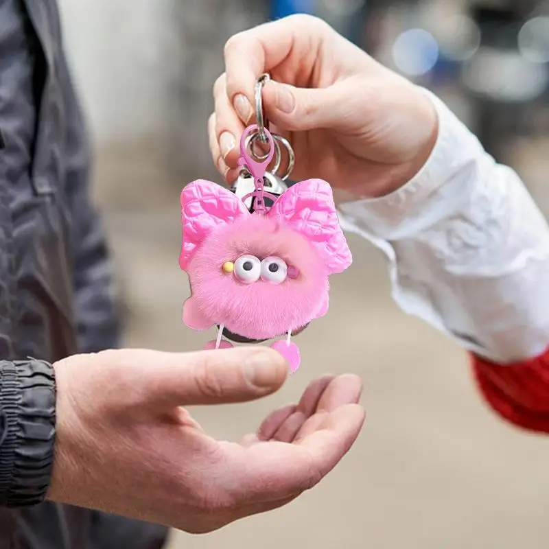 Cute Keychain Pendant Fluffy Ball Keychain Bownot Briquettes Design Purse Backpack Accessories Plush Small Briquettes Pendant