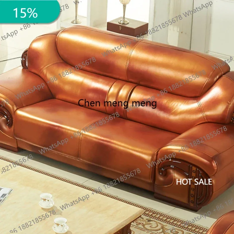 Sofá de Cuero de Lujo para Sala de Estar, Sofás Seccionales Modernos y Relajantes, Muebles Minimalistas Europeos, Salas y Sofás, Muebles Económicos