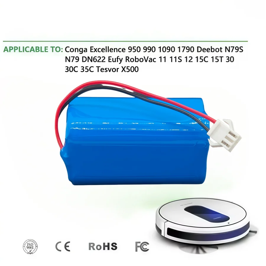 New Vacuum Robot Battery 14.4V, Suitable for Conga Excellence 3500/950/990/1090/1790, Deebot N79S/N79/DN622, Eufy Robovac