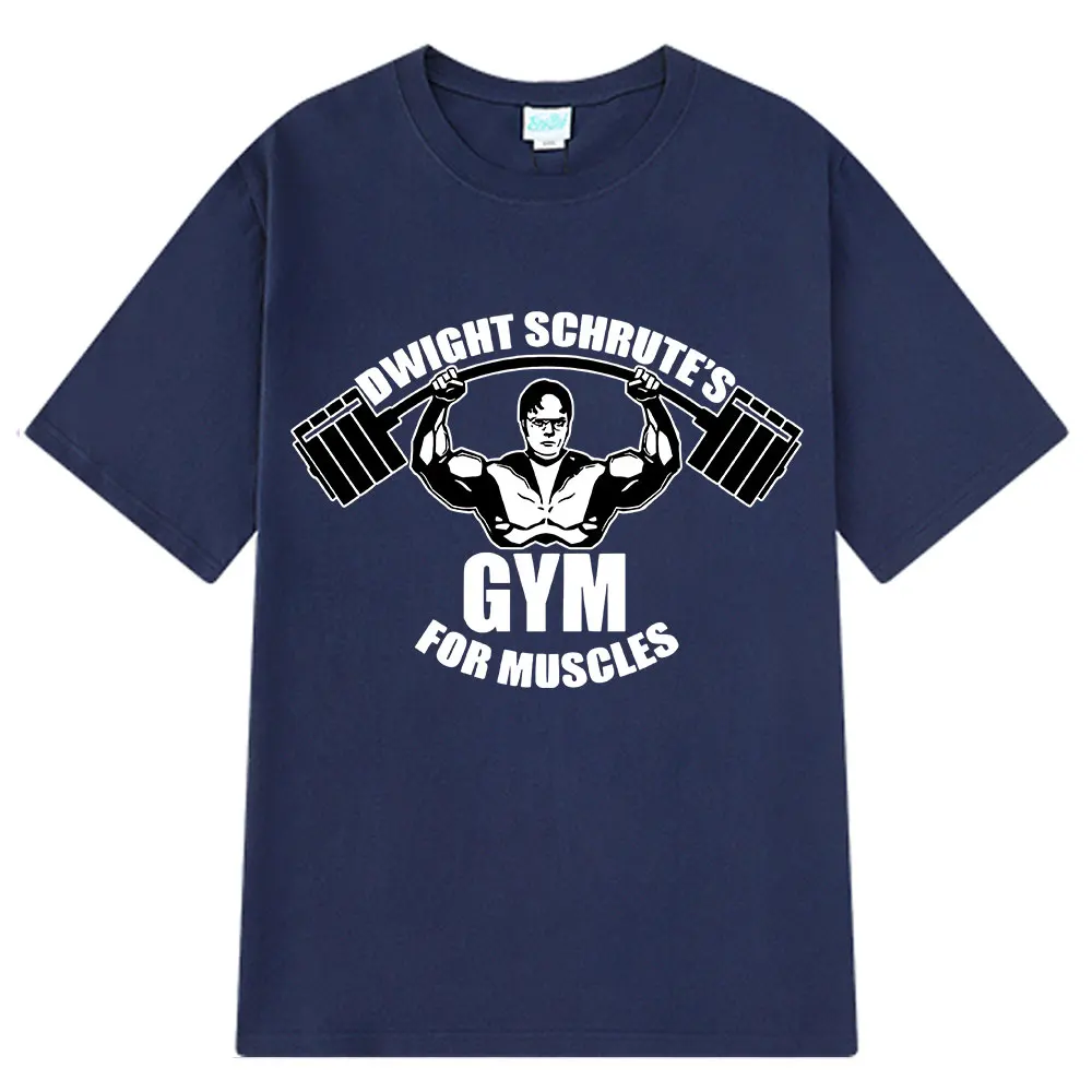 Dwight Schrute Gym for Muscles Fitness T Shirt Tv Series The Office Michael Scott Loose Casual T Shirts Men Cotton Cozy T-shirt