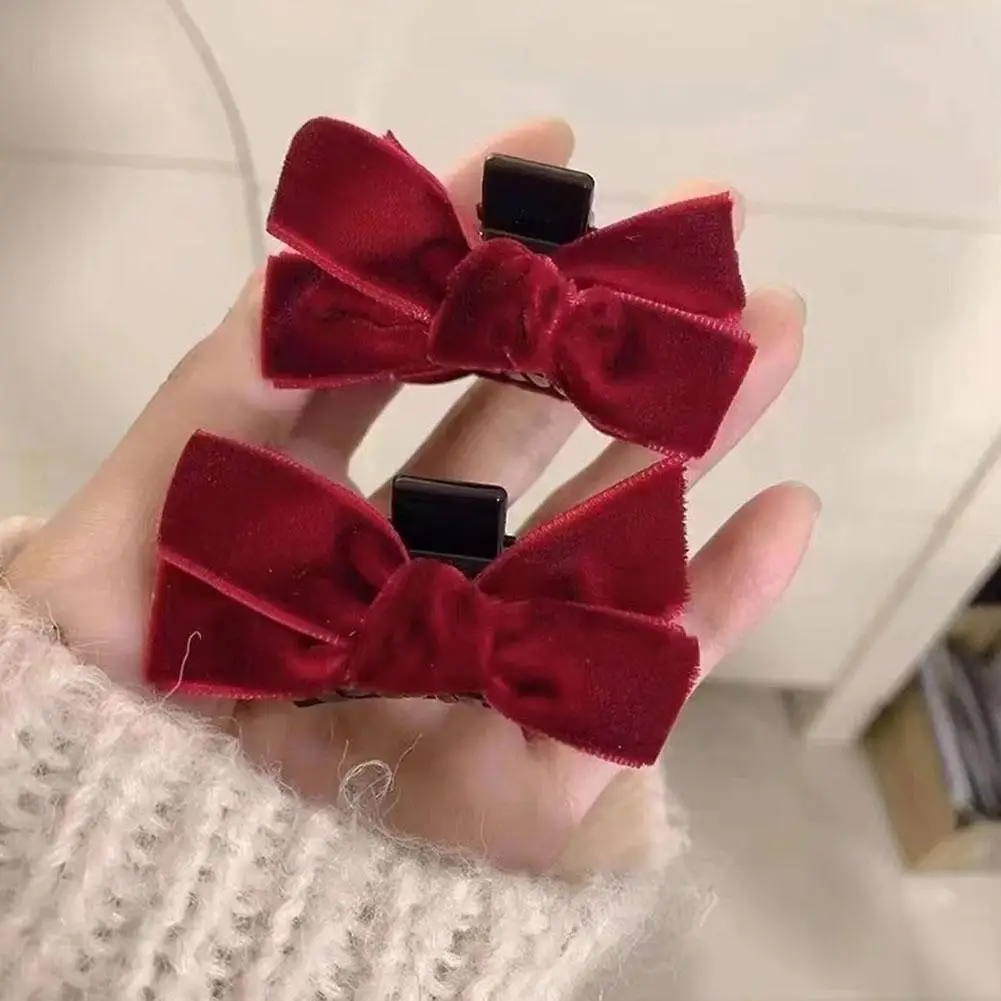 Mini Red Velvet Bow Hair Clips for Girls Sweet Candy Color Velvet Small Bow Knot Hairpins Hairgrips Barrette Hair Accessories