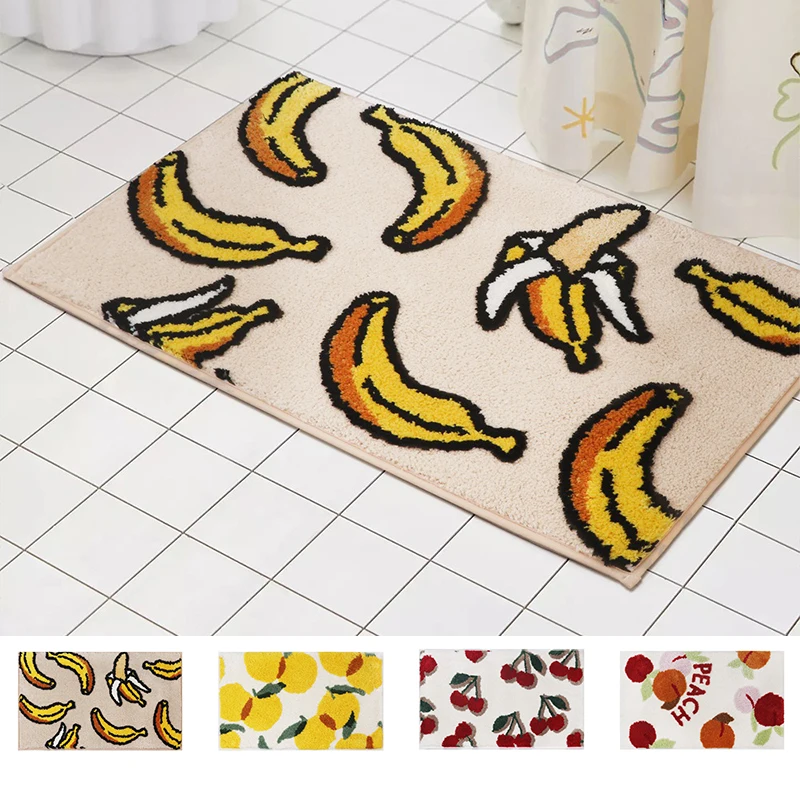 Fruit Banana Peach Print Floor Mat Absorbent Carpet for Bathroom Kid\'s Room Anti Slip Foot Rugs Bedroom Washable Decor Doormat