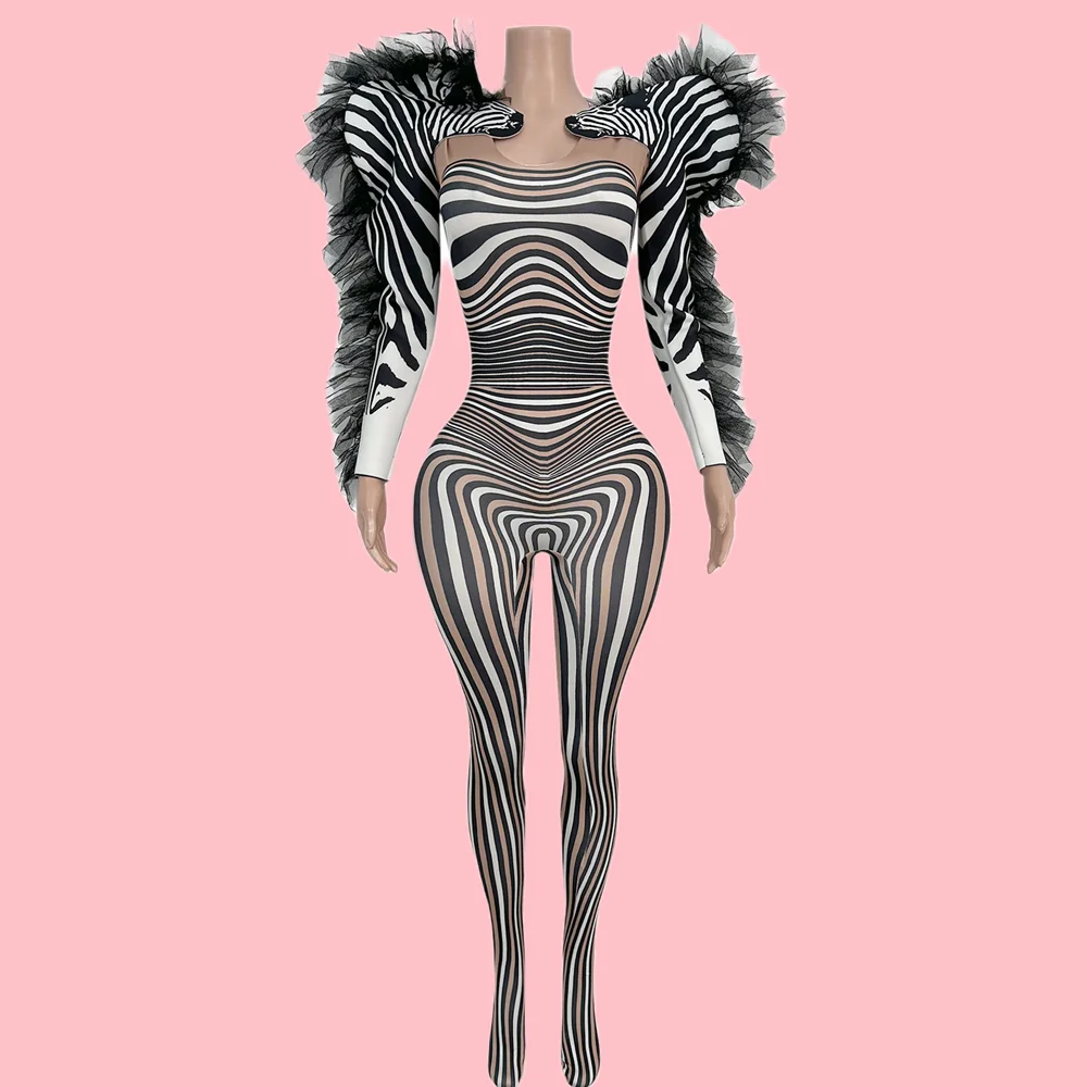 

Дизайнерские костюмы для косплея зебры на Хэллоуин, комбинезоны для выступлений на сцене, женские праздничные наряды для ролевых игр, узкие комбинезоны, комбинезон