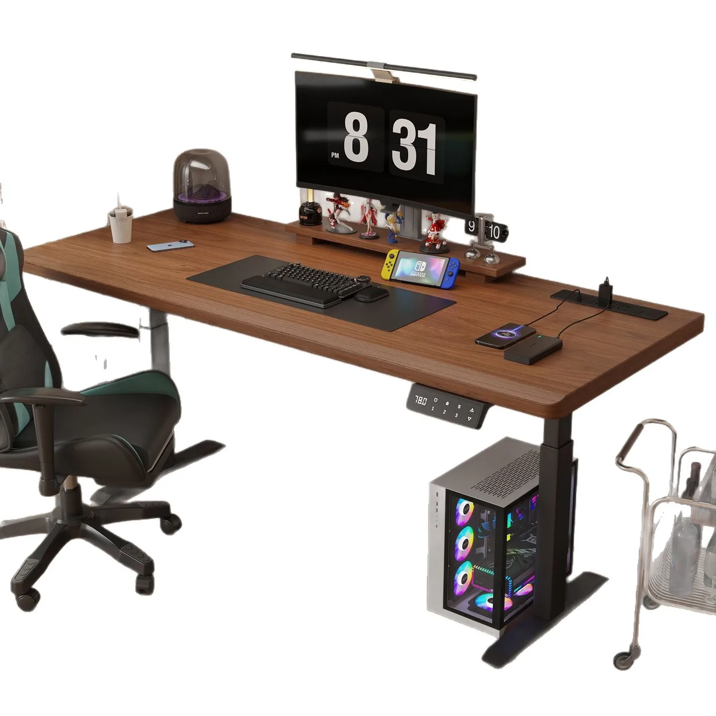 North American ash wood intelligent electric lifting computer table household desktop double large desk worktable lifting table