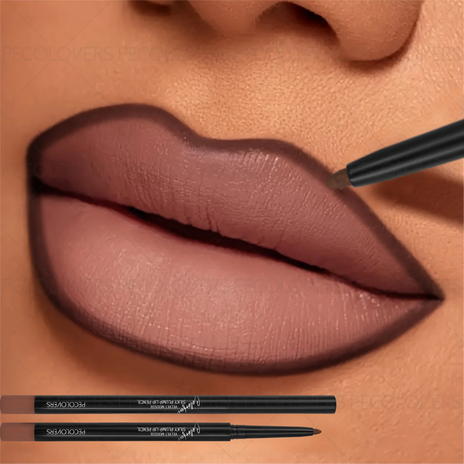 マットリップライナーペンシル 1本 - 長持ち、剥がれにくい、すべての肌タイプに適した滑らかなリップスティック、ベリー、ピンク、レッドの色合いをご用意