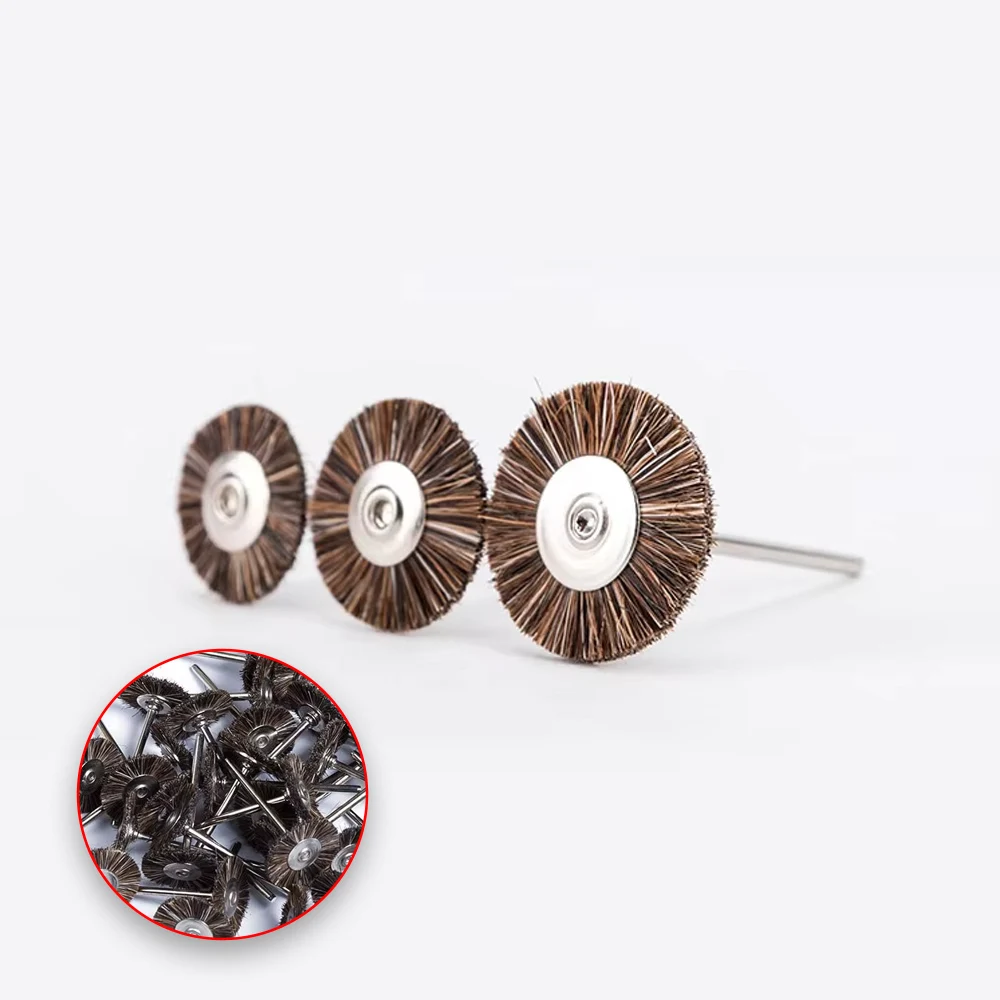 30Pcs Horse Hair Brush Polisher Wheel Rotary Tool for Dental Low‑Speed Straight Handpiece Tooth Polishing Lab Clinic Consumables