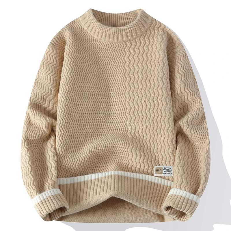 Men's Autumn Winter Long Sleeves Knit Sweater Round Neck Jacquard Keep Warm High Quality Pullover Leisure Fashion Men's Clothing