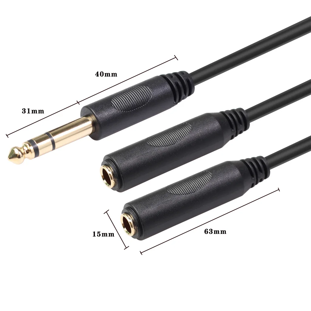 6.35 Stereo three-core, one male, two female electronic organ adapter cable 20CM electronic organ, mixing table, microphone