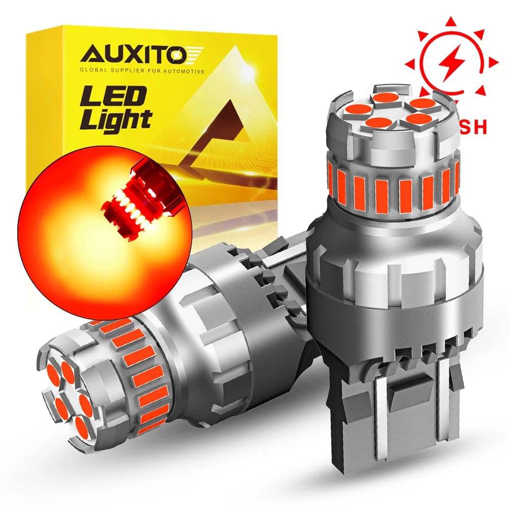 Estroboscópio conduzido t20 7443 w21/5w w21w, luz de freio, sinal traseiro, ampola de parada, vermelho e branco, 2pcs