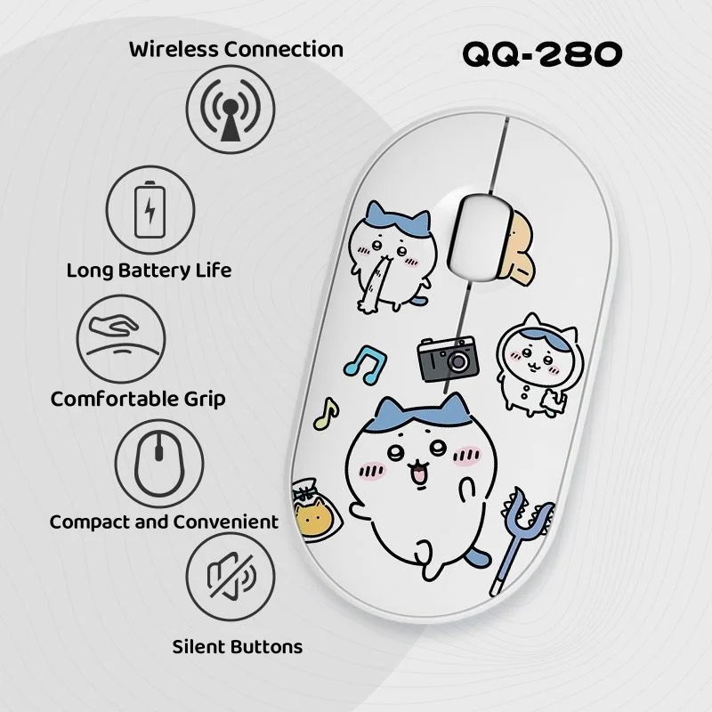 

Chiikawa Bluetooth Mouse Cute Mini Silent Wireless Mouse for Mac Laptop Computer Slim Ergonomic Design Dual-Mode Cartoon Mouse