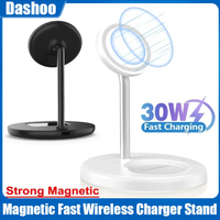 30W 2 in 1 Phone Charging Station Dock Magnetic Wireless Charger Stand For iPhone 12-16 Pro Max AirPods 4 3 2 Pro Fast Charging