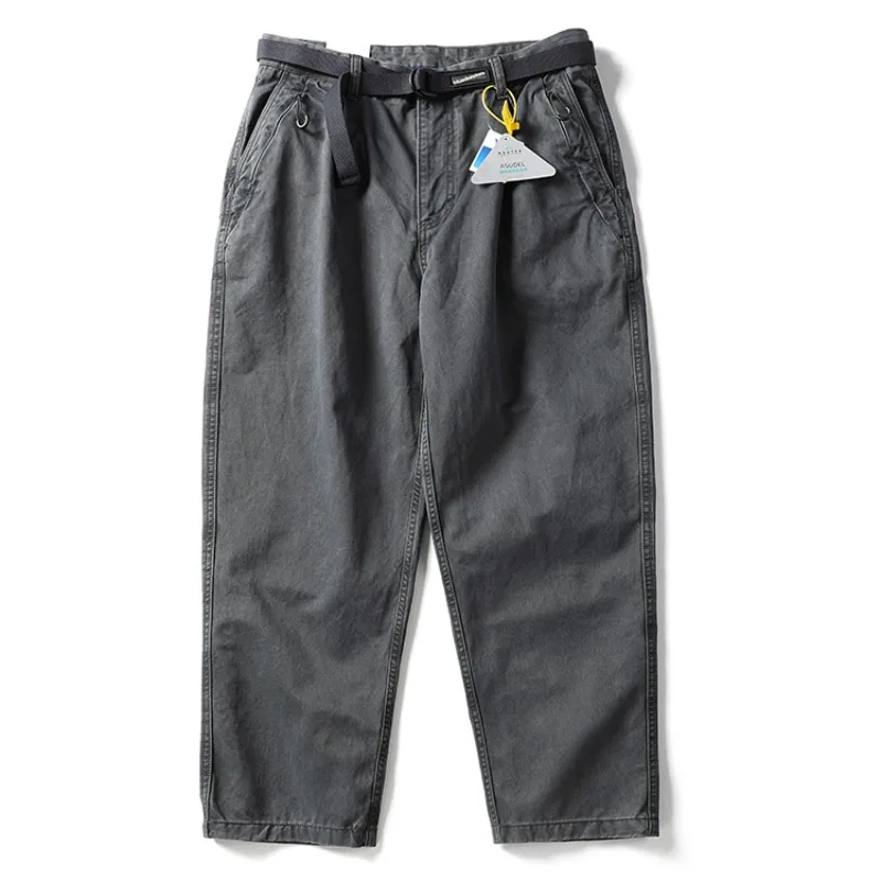 

American Retro Heavyweight Pure Cotton Straight-Leg Casual Pants for Men Autumn and Winter Thick Loose-Fit Workwear Trousers