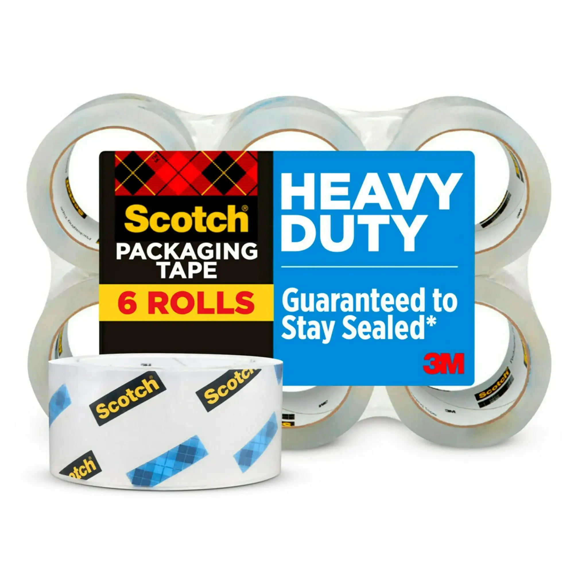 

Scotch Cinta de Embalaje Central Resistente de 3", Transparente, 1,88" x 54,6 Yardas, 6 Rollos